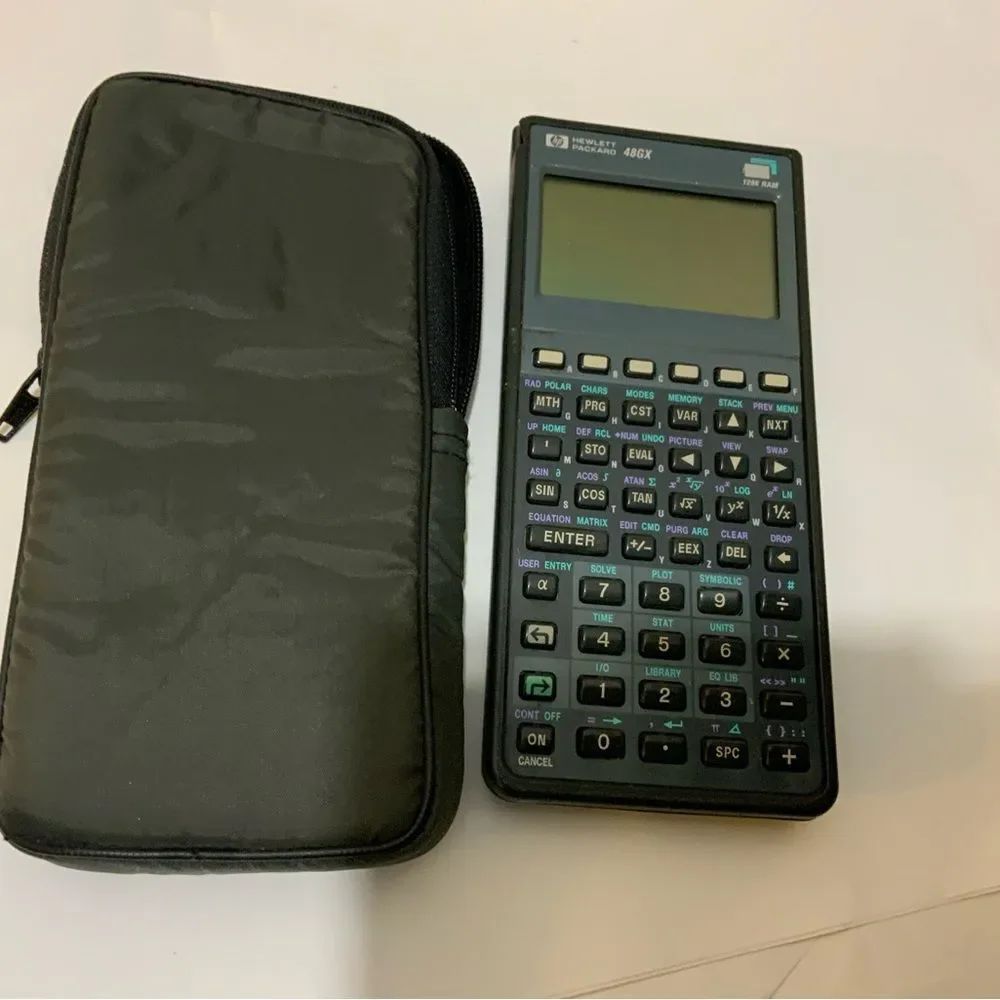 Vintage Hewlett Packard HP 48SX Graphing Calculator HP soft case and manual